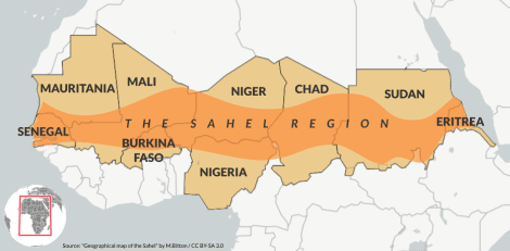 Map of the Sahe region.